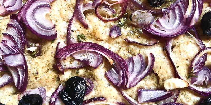 focaccia integrale cipolla e olive